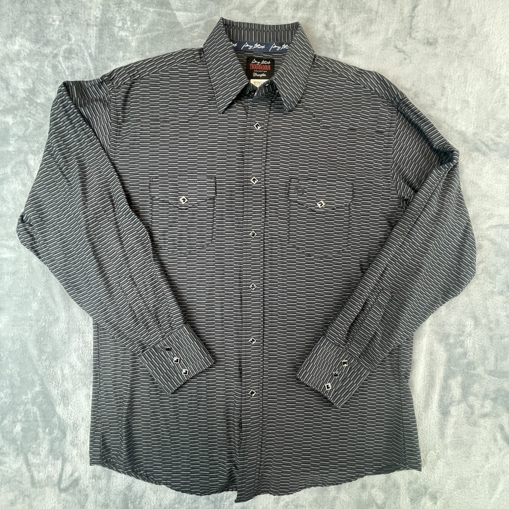 Wrangler George Straight Troubadour Long Sleeve Button Men's Shirt XL Charcoal